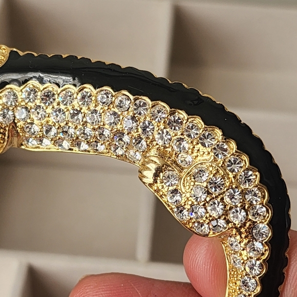 Large Statement Alligator Crocodile Austrian Crystal and Enamel Brooch Pin - Picture 6 of 9